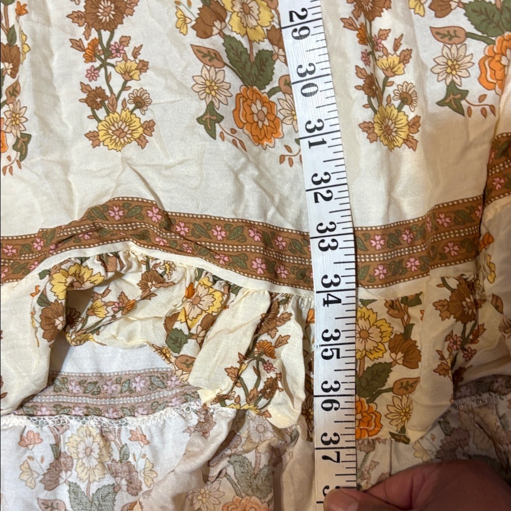 Kindred Boho Floral Smocked  Midi Maxi Dress Plus Size 3X Cream Rayon - Picture 6 of 6